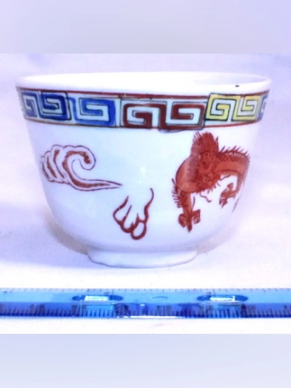 Vintage Porcelain Cup with Hand-Painted Phoenix and Dragon